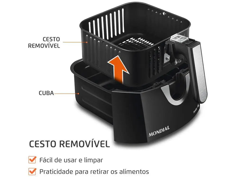 Air Fryer Mondial 4L Preta com Timer - 110V