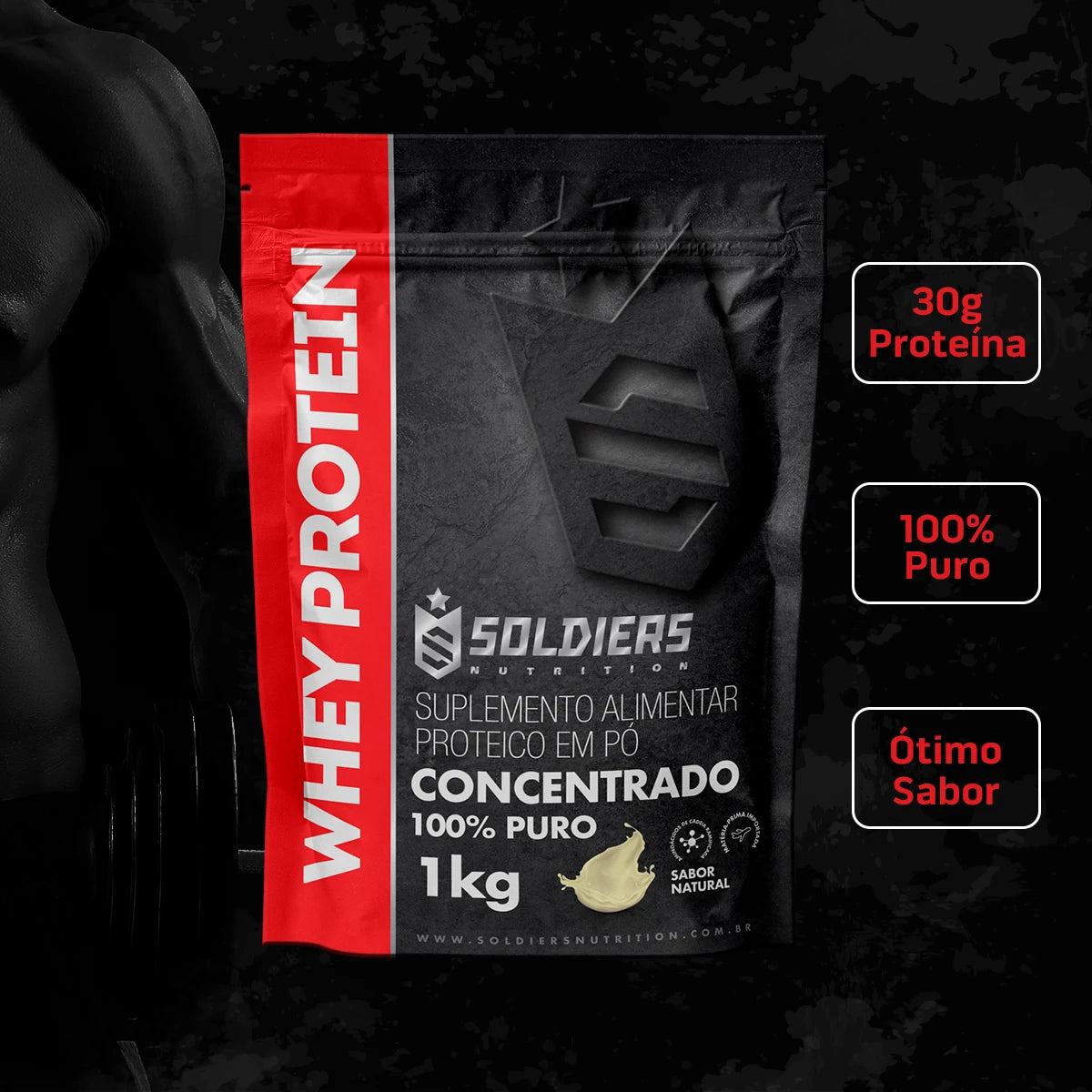 Whey Protein Concentrate 1kg - 100% Importado - Soldiers Nutrition